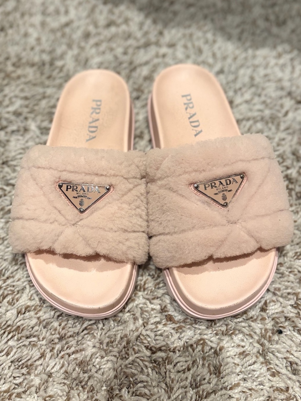 Prada Shoes | Prada Shearling Slides | Color: Orchidea Pink | Size: 5